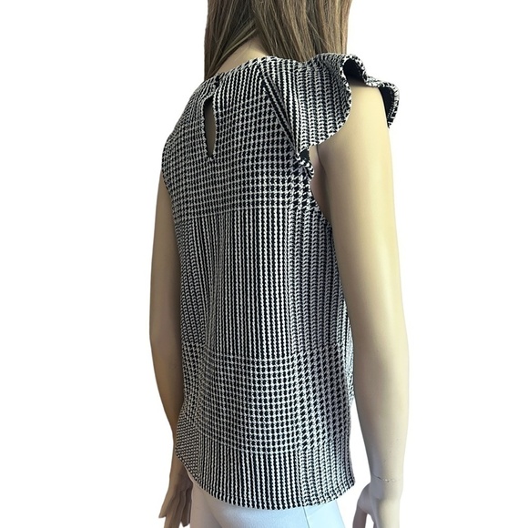 Anthropologie Dolan Ruffled Asymmetrical Houndstooth Top Blouse Shirt Tank - Picture 8 of 15